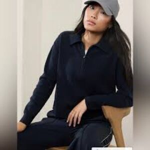 Athleta Alpine Navy Quarter-Zip Sweater